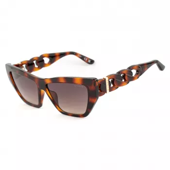 GUESS Damen-Sonnenbrille GU00111-5652F - Cat-Eye-Gestell aus dunkel havanna Acetat mit braunen Gradientengläsern 56/14/130 mm