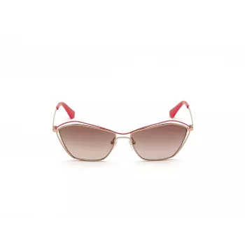 GUESS Damen-Sonnenbrille GU7639-28F Gold Butterfly/Cat-Eye Rahmen Braune Gradienten-Gläser UV400