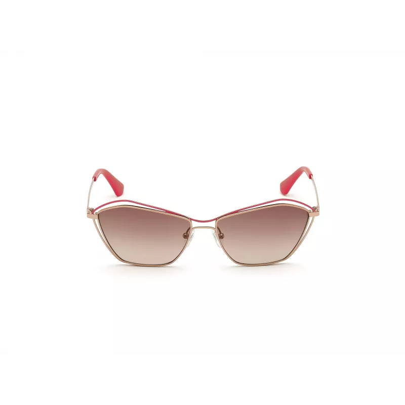 GUESS Damen-Sonnenbrille GU7639-28F Gold Butterfly/Cat-Eye Rahmen Braune Gradienten-Gläser UV400
