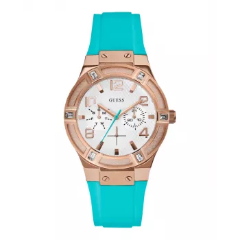 GUESS Damenuhr W0564L3 Roségold Edelstahl und braunes Leder 39mm