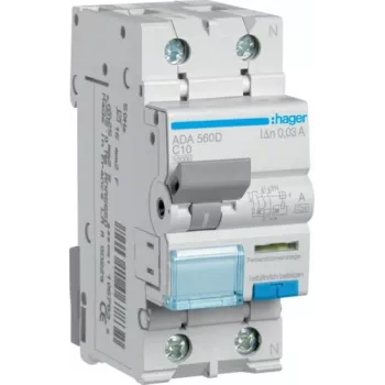 Hager ADA560D RCBO 1P+N 10A C-Charakteristik 30mA Typ A 10kA 230V