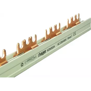 Hager KDN363A 3-polige Phasenschiene, Gabelanschluss, 10 mm², 63 A, 12 Module