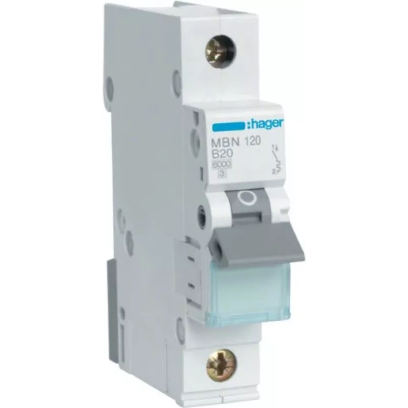 Hager MBN120 1-poliger 20 A C-Charakteristik Leitungsschutzschalter 6 kA