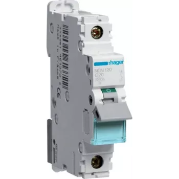Hager NCN120 C-Charakteristik 20 A einpoliger Leitungsschutzschalter, 1 Modul, 6 kA