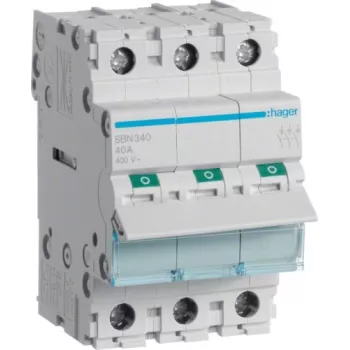 Hager SBN340 3-poliger 40A Lasttrennschalter, 3 Module DIN-Schienen-Montage