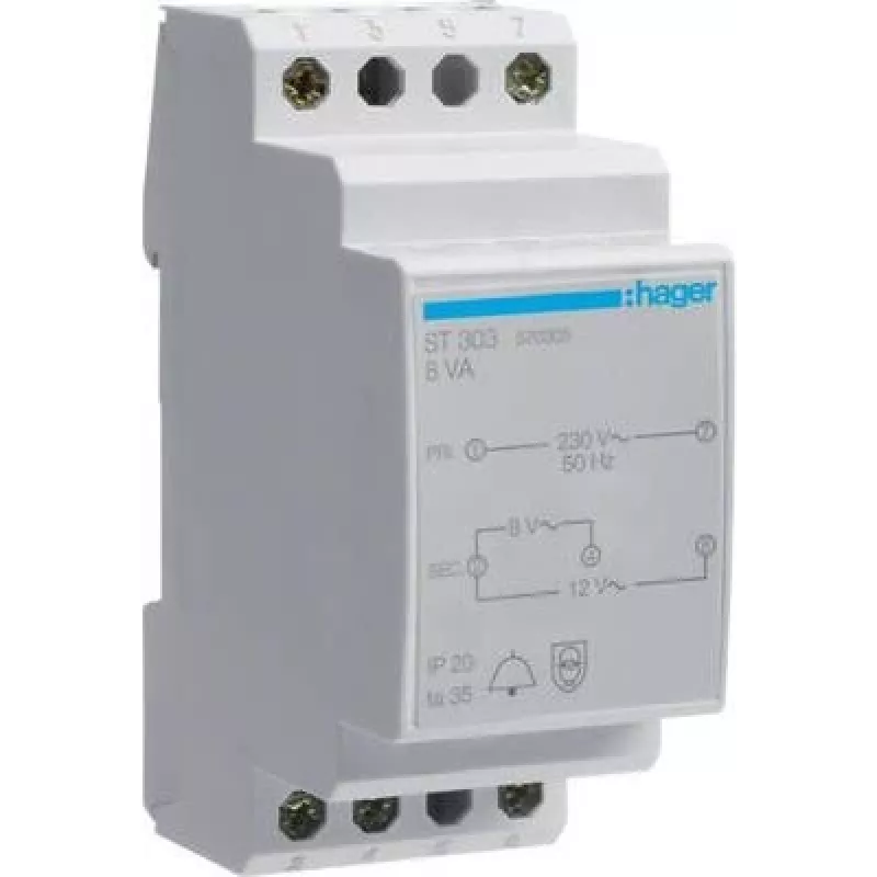 Hager ST303 Klingeltransformator 230V auf 8V/12V 8VA 2 Module