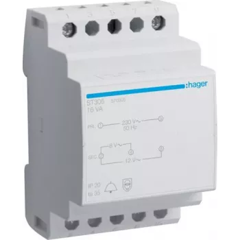 HAGER ST305 Klingeltransformator 230V auf 8/12V AC 8VA DIN-Schiene