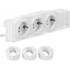 Hager VZ00AS DIN-Schienen-Schuko-Steckdose, 3 Steckdosen, drehbar, Schraubklemmen, Lichtgrau