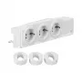 Hager VZ00AS DIN-Schienen-Schuko-Steckdose, 3 Steckdosen, drehbar, Schraubklemmen, Lichtgrau