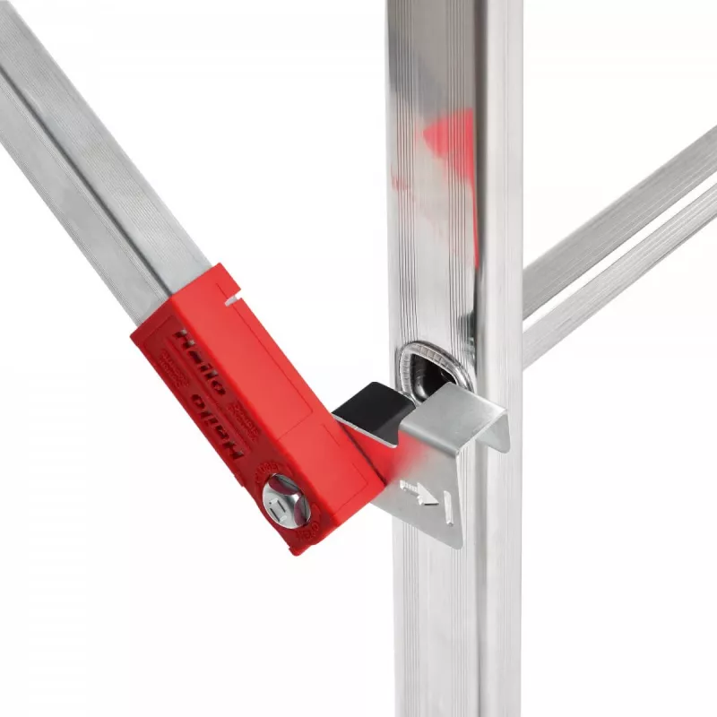 HAILO G60 Aluminium-Gerüst, 2x12 Sprossen, max. Arbeitshöhe 7,0 m, Silber/Rot