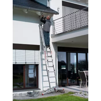 Hailo S100 ProfiLOT Kombinationsleiter, Aluminium, 2x6+1x5 Sprossen, 3-teilig, max. Belastung 150 kg