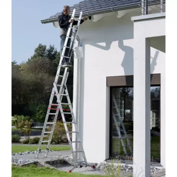 Hailo S100 ProfiLOT Kombinationsleiter, Aluminium, 3-teilig, 2x9+1x8 Sprossen, max. Arbeitshöhe 7,00 m
