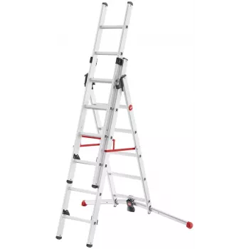 Hailo S100 ProfiLOT Kombinationsleiter, Aluminium, 3-teilig, 2x9+1x8 Sprossen, max. Arbeitshöhe 7,00 m