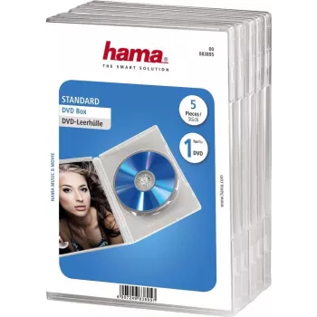 Hama DVD Jewel Case, 1 Disc Kapazität, Klar, 5er-Pack 00083895