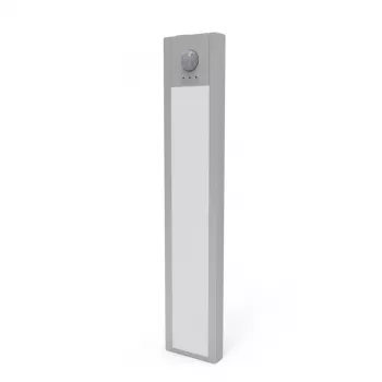 HAMA LED Nachtlicht mit Bewegungs- und Dämmerungssensor, wiederaufladbar, magnetisch, Aluminium, 21 cm, Silber