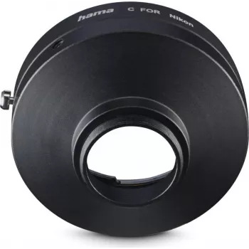 Hama Objektivadapter für Nikon F-Mount Objektive an C-Mount Kameras, Metall, Schwarz (00030771)