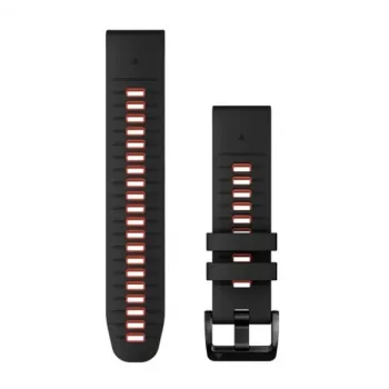 HAMA Silikon QuickFit 22mm Armband für Garmin – Schwarz/Rot (010-13280-06)