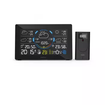 Hama Smarte Wetterstation mit Außensensor, Thermometer, Hygrometer, Barometer, WLAN, Schwarz (00176675)