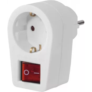 Hama Steckdosenadapter, Schutzkontaktsteckdose, 2-poliger Schalter, Weiß (00223213)