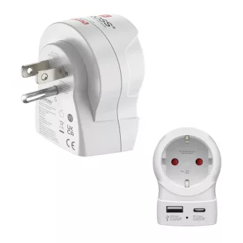 Hama Reiseadapter EU auf US 1x USB-A USB-C P - Kabel - Digital/Daten