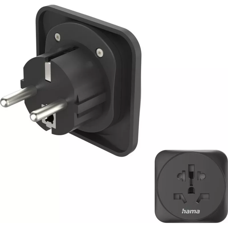 Hama Reiseadapter Typ E und F, 3-polig, Universal, Welt auf Europa, Schwarz (00223461)