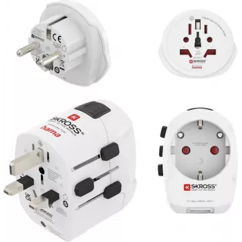 Hama World Travel Pro Light USB Universal-Reiseadapter-Set, 3-polig, 2x USB, Schwarz 00223464