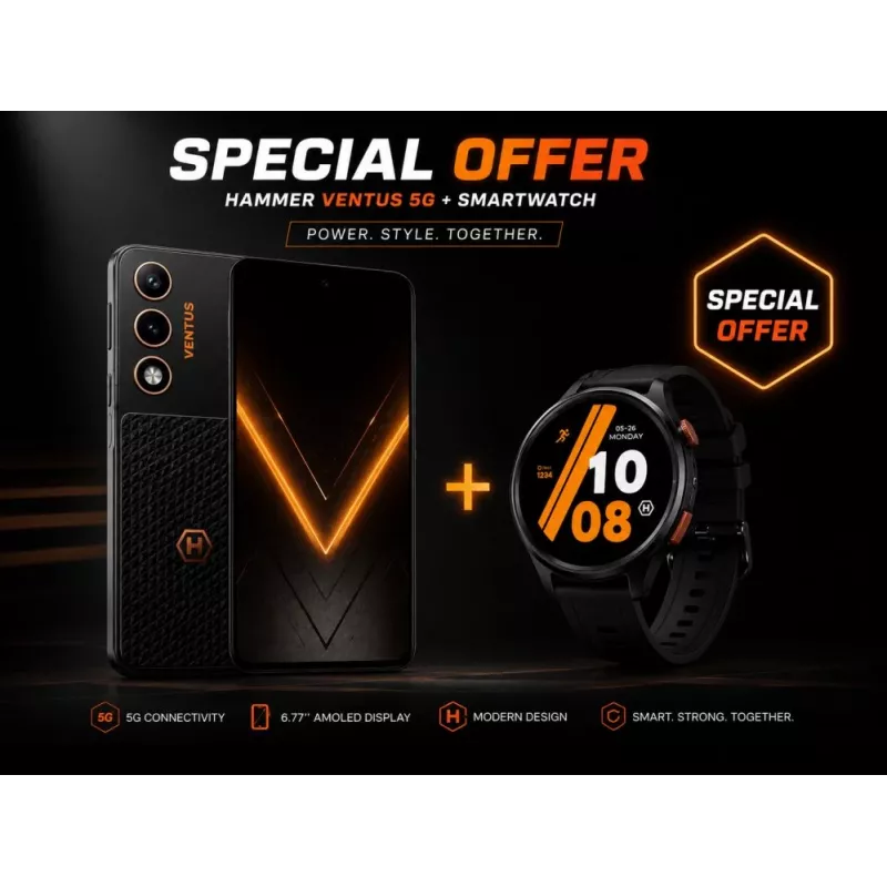 Hammer Ventus 5G 6,77 inch AMOLED 5G Smartphone 8GB RAM 256GB Schwarz