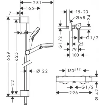 Hansgrohe Crometta Duschsystem mit Thermostat