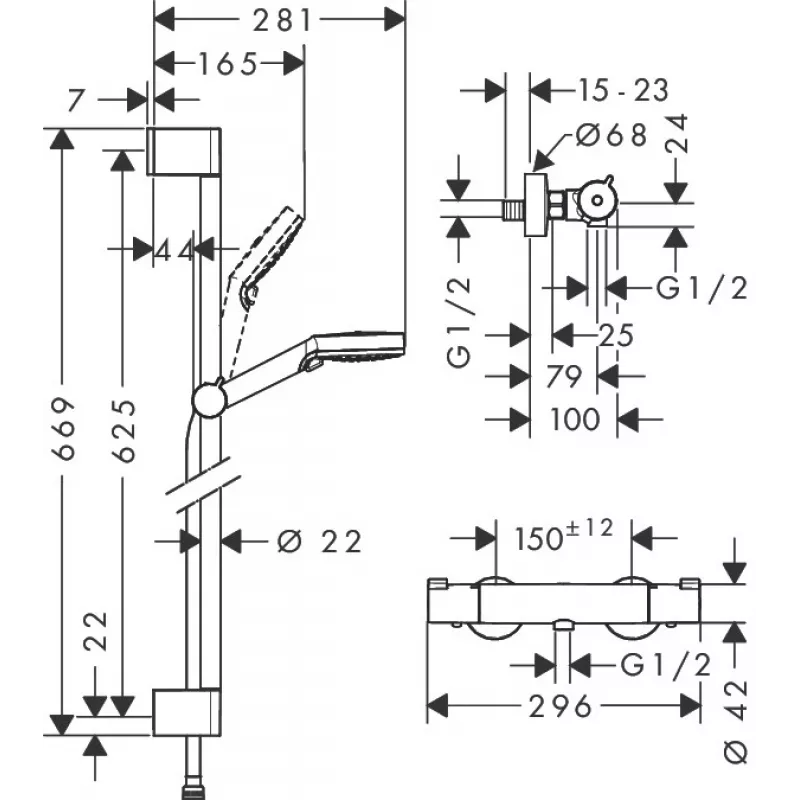 Hansgrohe Crometta Duschsystem mit Thermostat