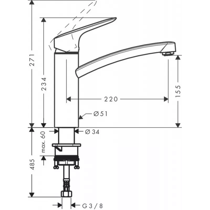 HANSGROHE Logis 160 Küchenarmatur, schwenkbarer Auslauf, Chrom