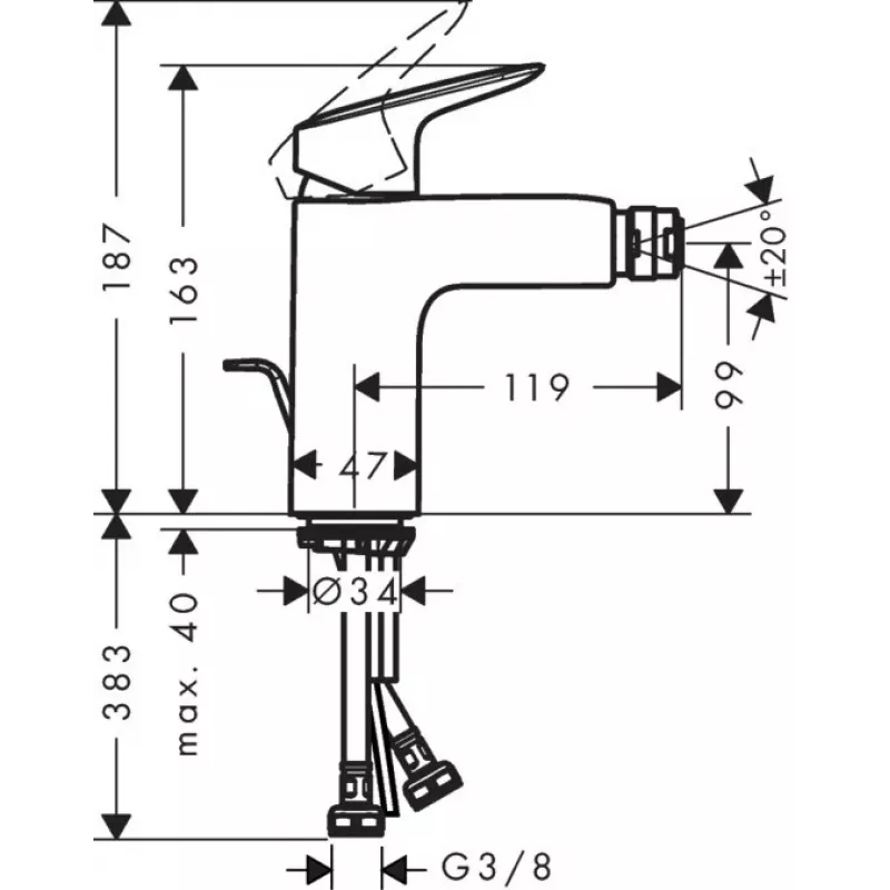HANSGROHE Logis Bidet Mixer 71200000 mit Unterputzanschluss