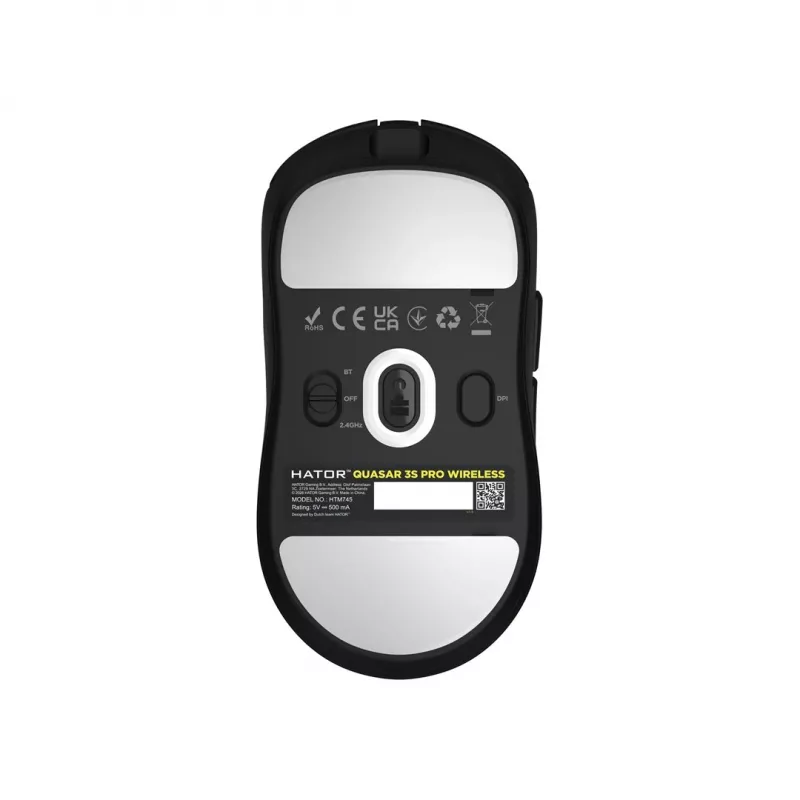 Hator Quasar 3S Pro Wireless Gaming-Maus, Schwarz, 26000 DPI, Optisch, 2,4 GHz, USB-C, Rechtshänder, RGB