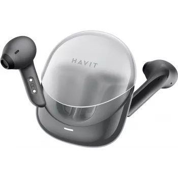 HAVIT Modern Buds True Wireless Stereo Ohrhörer mit Bluetooth 5.3, ENC-Mikrofon, IPX4 Wasserbeständigkeit, Touch-Steuerung, Low-Latency-Game-Modus, USB-C-Ladeetui, Schwarz