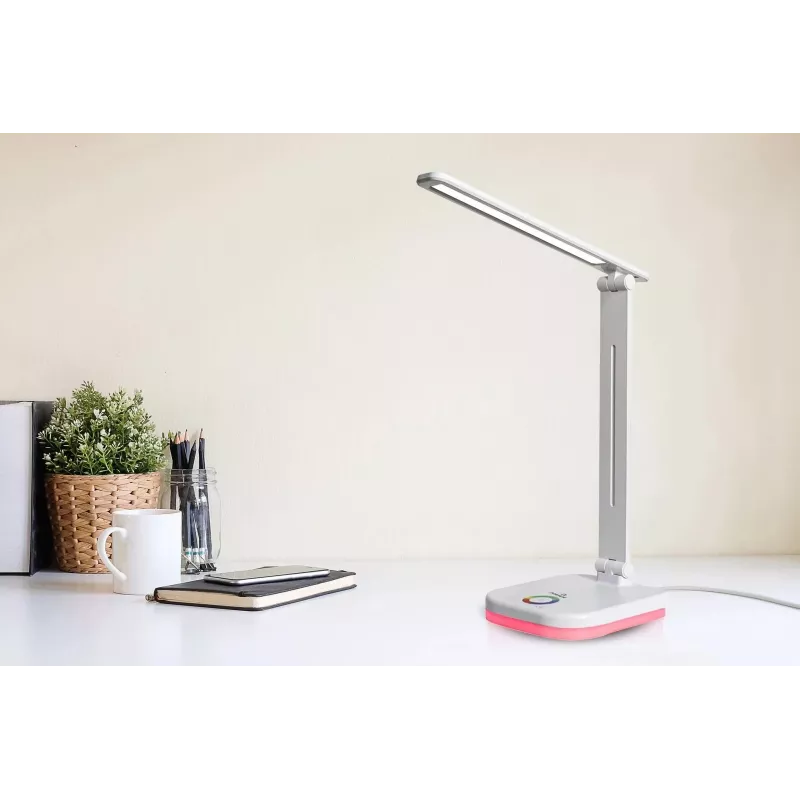 Hawk HWDL001WH LED-Schreibtischlampe Weiß, 7W Touch-Dimmer, 3 Farbtemperaturen, USB-Ladeanschluss