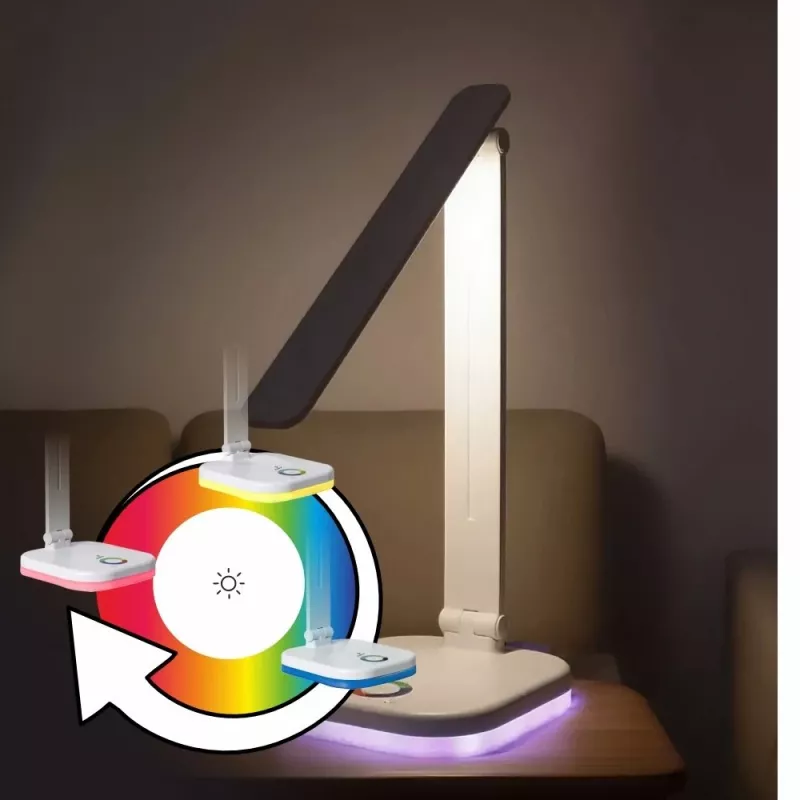 Hawk HWDL001WH LED-Schreibtischlampe Weiß, 7W Touch-Dimmer, 3 Farbtemperaturen, USB-Ladeanschluss