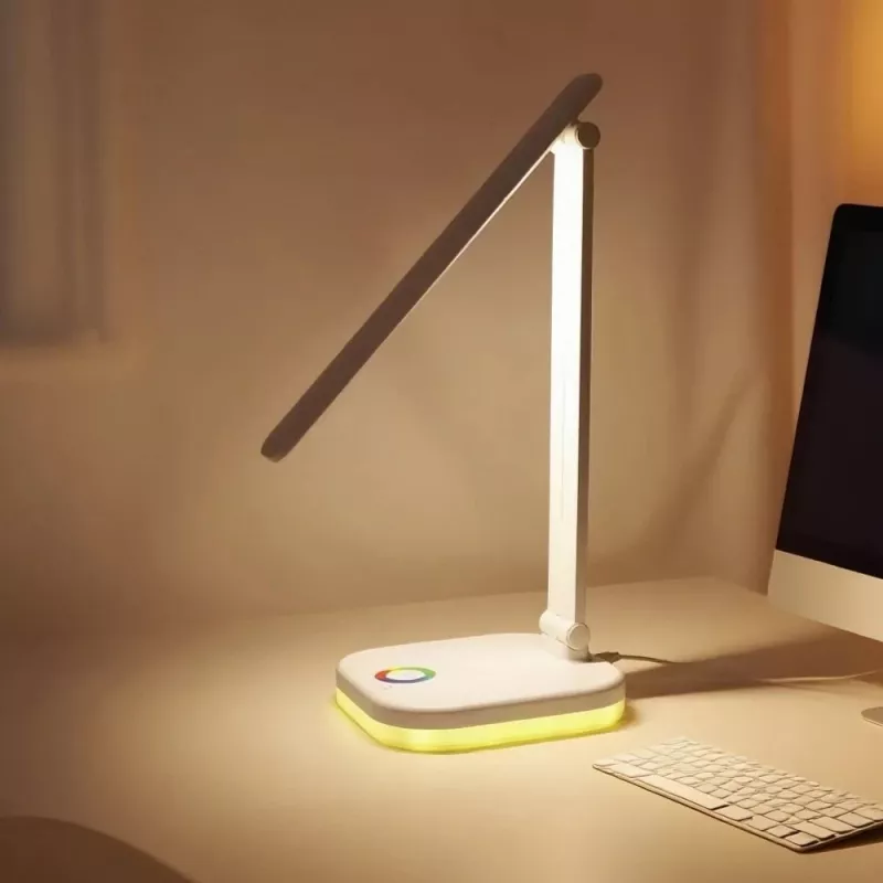 Hawk HWDL001WH LED-Schreibtischlampe Weiß, 7W Touch-Dimmer, 3 Farbtemperaturen, USB-Ladeanschluss