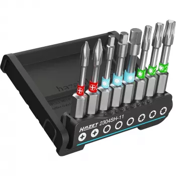 HAZET 2304SH-11 8-teiliges Bit-Set, Innen-Torx & Innen-Sechskant, 1/4 Zoll Antrieb, Magnetischer Halter