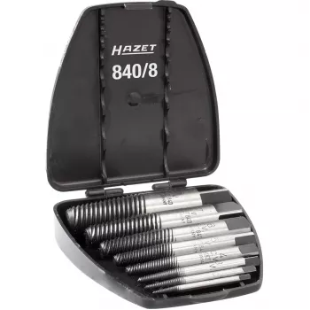 HAZET 840/8 Schraubenausdreher-Set M3 - M45, 8-teilig, Linksspirale, hochwertiger Werkzeugstahl, im Kunststoffkoffer
