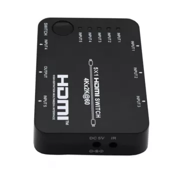 HDCVT HDS-B51 5x1 HDMI 2.0 Switch 4K@60Hz HDR10 Dolby Vision HDCP 2.2 18Gbps mit IR-Fernbedienung