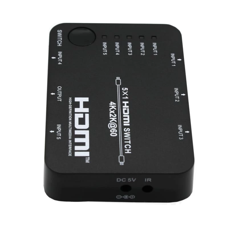 HDCVT HDS-B51 5x1 HDMI 2.0 Switch 4K@60Hz HDR10 Dolby Vision HDCP 2.2 18Gbps mit IR-Fernbedienung