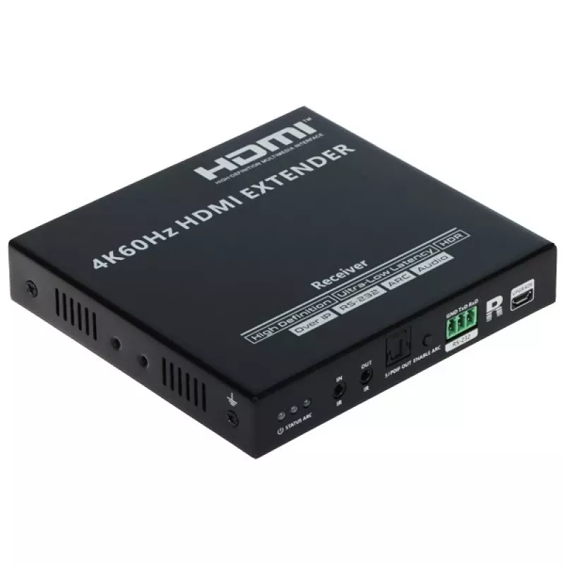 HDMI-Extender-Empfänger 4K@60Hz 70m über CAT6/7 PoC IR