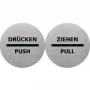 HELIT H6271700 Push/Drucken Piktogramm-Schild, Edelstahl, Selbstklebend, 115 mm, Silber mit schwarzem Druck