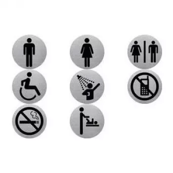 helit Piktogramm-Schild „Handy verboten“ — Silber Edelstahl, Selbstklebend, Ø 115 mm, 1 Stück (H6271400)