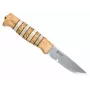 Helle Arv Feststehendes Messer mit Maserbirkengriff und Lederscheide