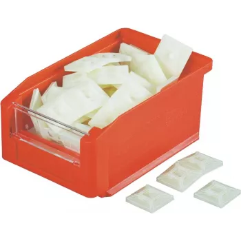 HellermannTyton MB4CA/S/-N66-NA-C1 Transparente schraubbare/selbstklebende Kabelbinder-Sockel, PA66, 28x28mm, 100 Stück 151-28449