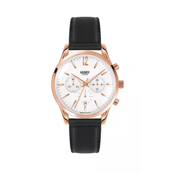 HENRY LONDON Damenuhr HL39-CS-0036 39mm Roségold-Ton Edelstahlgehäuse Grünes Zifferblatt Grünes Lederarmband