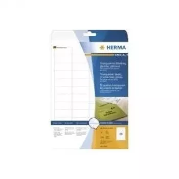 HERMA 8016 Kristallklare glänzende Polyesteretiketten A4 45,7 x 21,2 mm 1200 Etiketten
