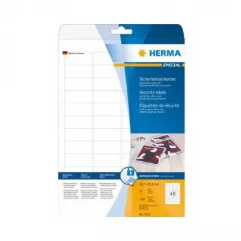 HERMA Sicherheitsetiketten Weiß 45,7x21,2 mm Folie 1200 Stück