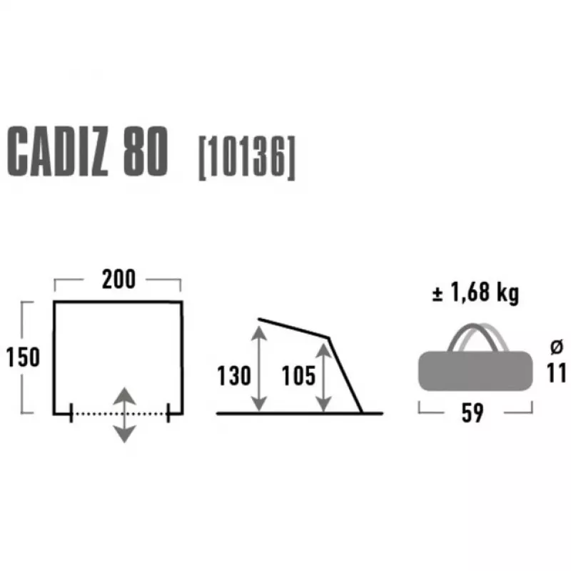 High Peak Strandmuschel Cadiz 80 Beach Shelter (Grau)