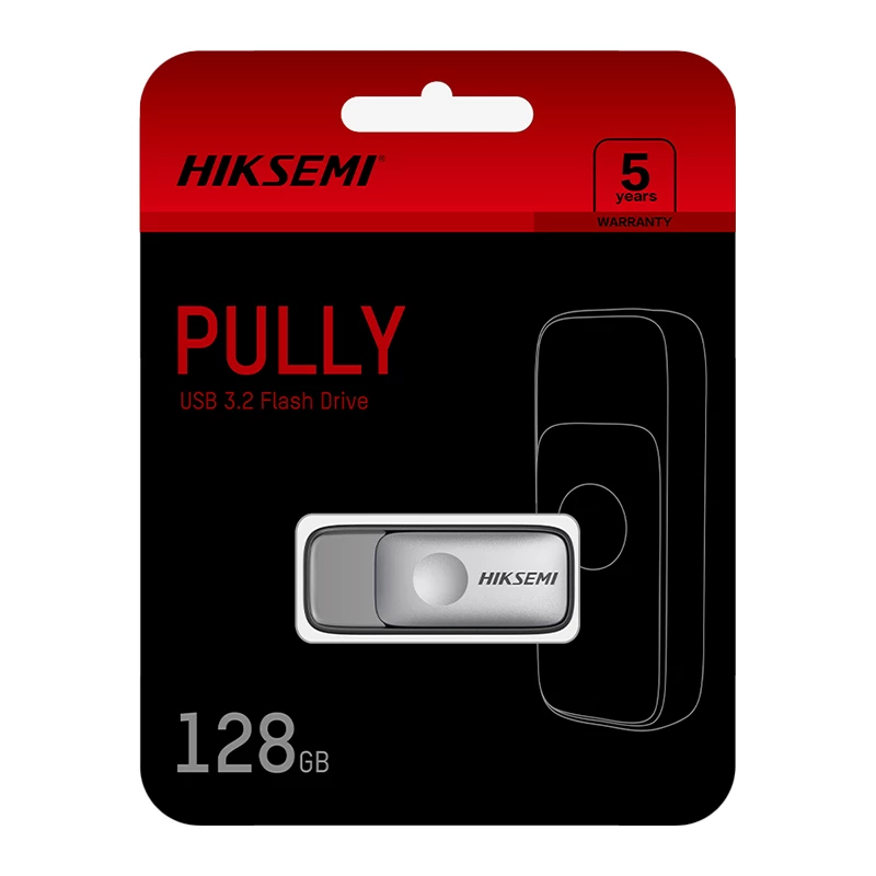 HIKSEMI Pully 128GB USB 3.2 Gen 1 Flash-Laufwerk, einziehbar ohne Kappe, Schwarz